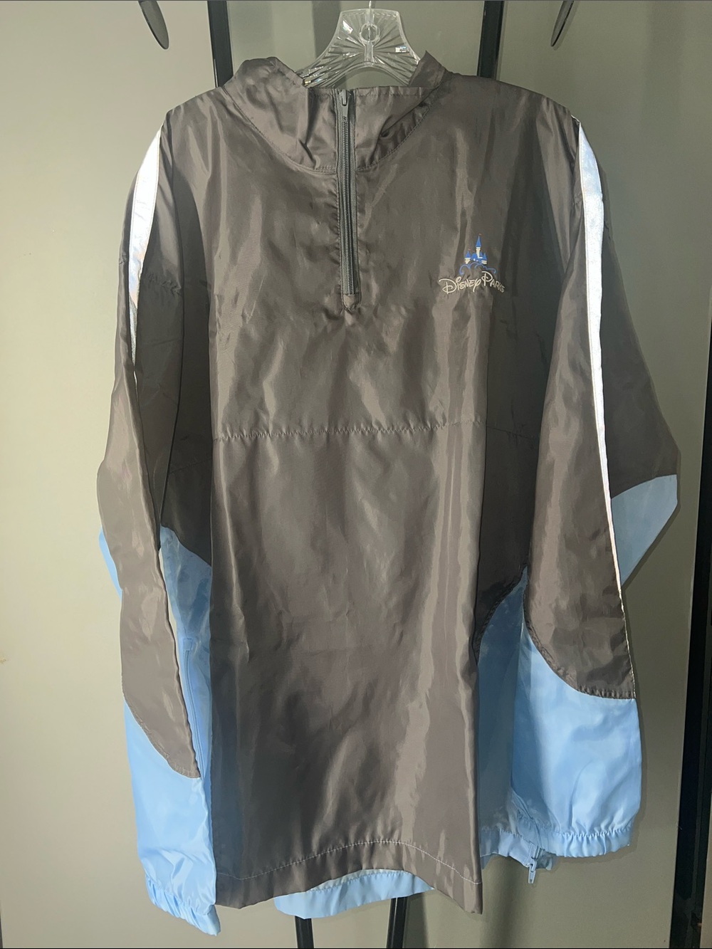 Disney Gray and Light Blue Raincoat Pullover